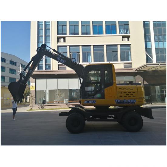 Jing Gong 85S small hydraulic wheel excavator with MT & AT transmission