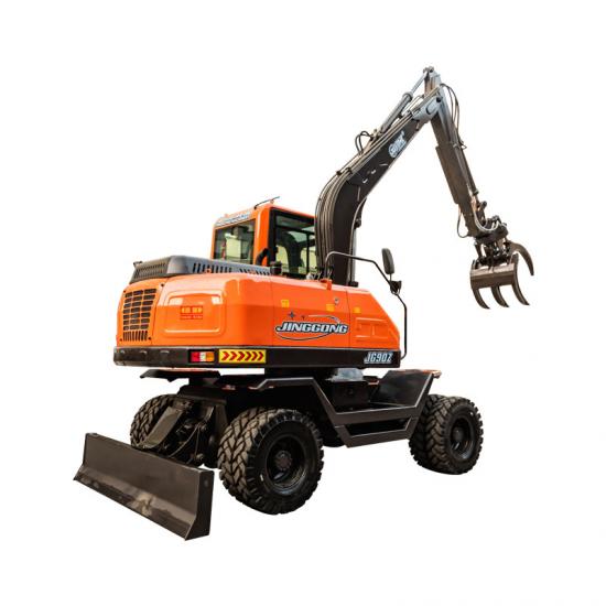 Jing Gong 90Z wheel excavator with grapple